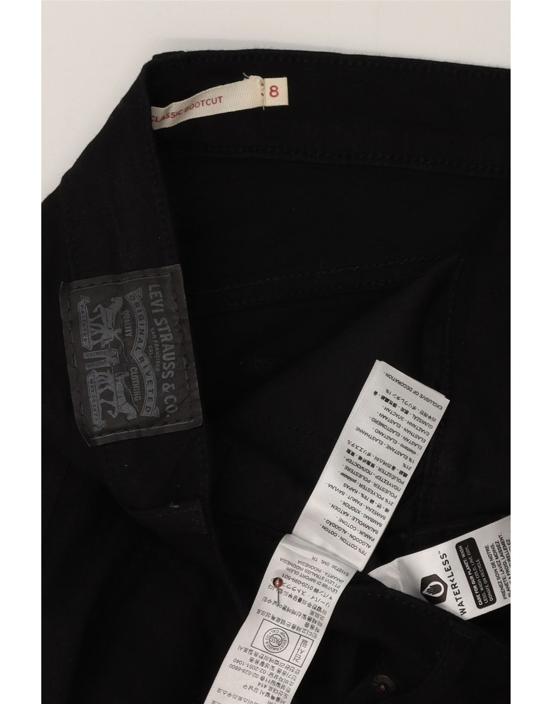 Klasyczne jeansy damskie LEVI'S Bootcut US 8 Medium W30 L29 Czarna bawełna