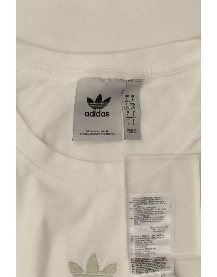 Męska koszulka z grafiką Adidas, duża, biała, bawełniana