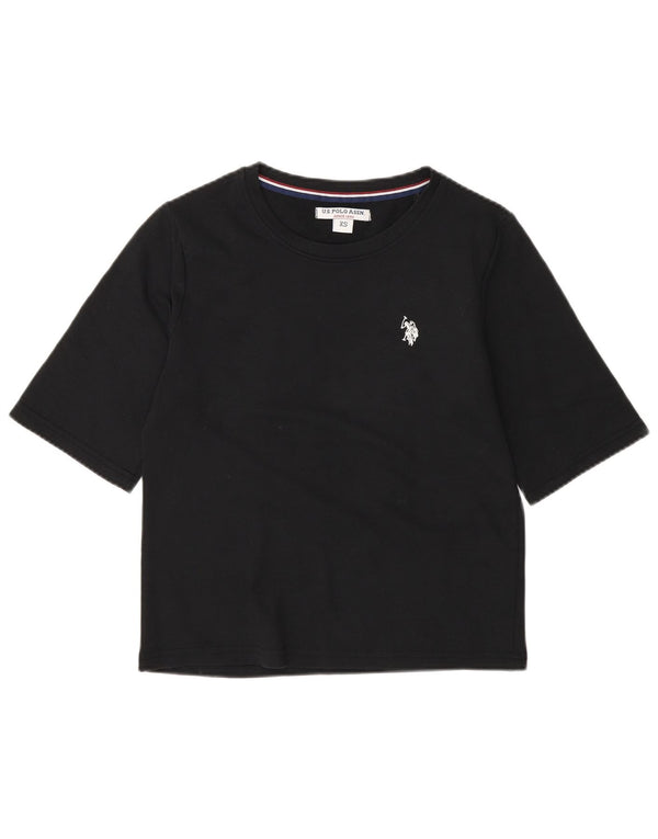 US Polo Assn. Damska koszulka typu Crop Top UK 6 XS, czarna bawełna
