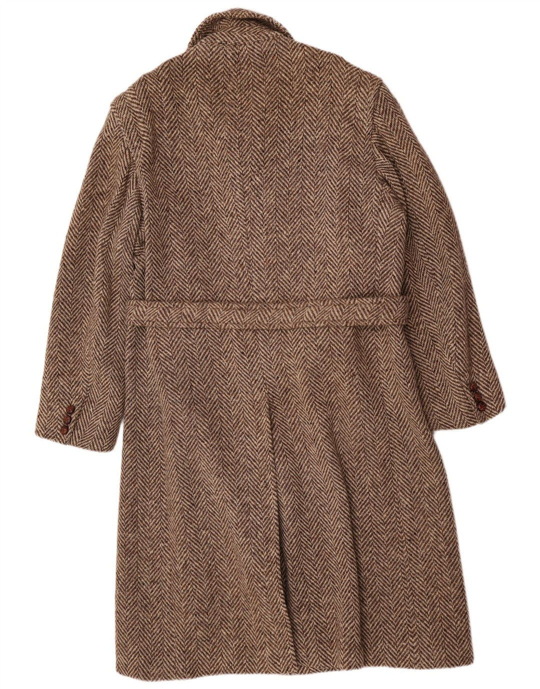 Płaszcz męski Moessmer UK 42 XL, brązowa wełna w jodełkę