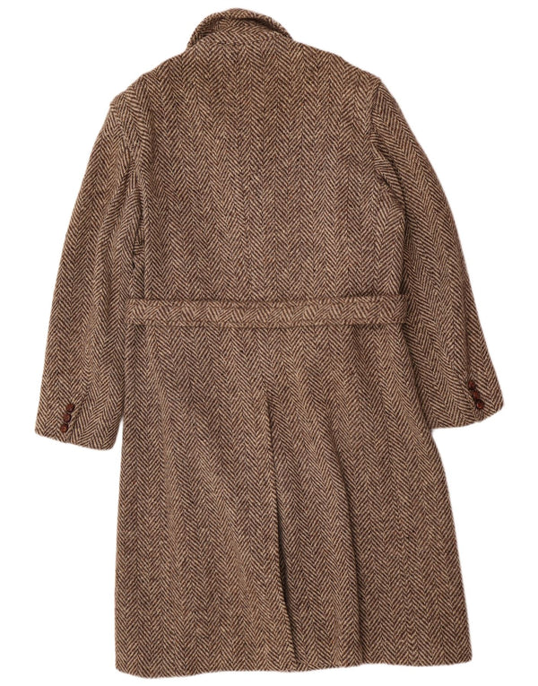 Płaszcz męski Moessmer UK 42 XL, brązowa wełna w jodełkę