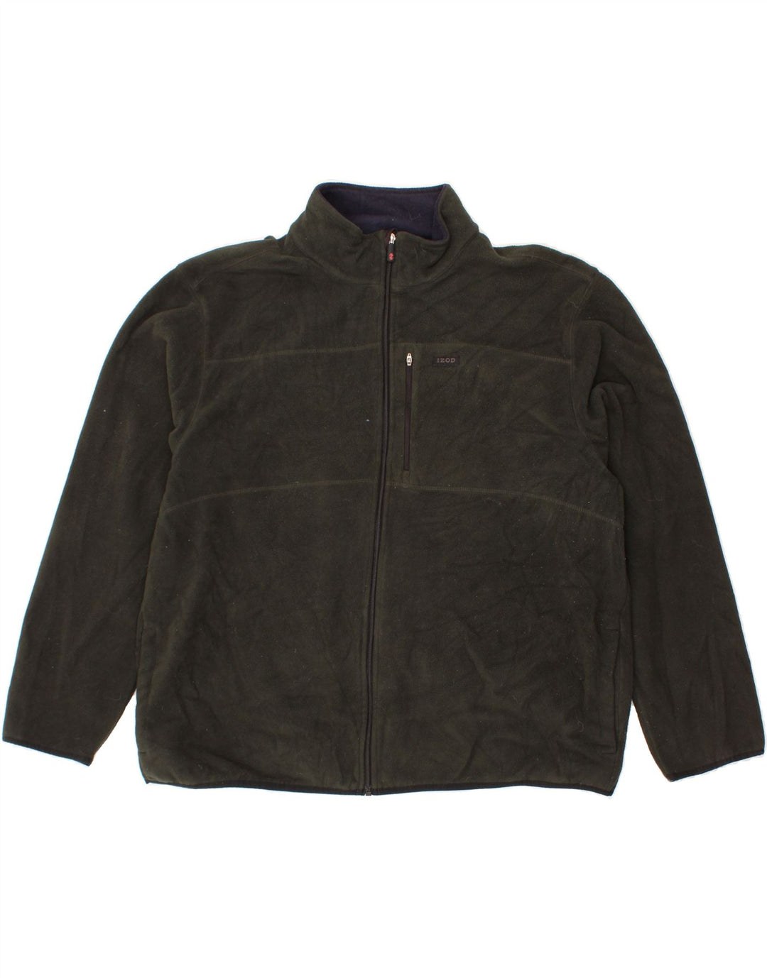 IZOD Mens Big & Tall Fleece Jacket UK 44 2XL Khaki Polyester Vintage Izod and Second-Hand Izod from Messina Hembry 