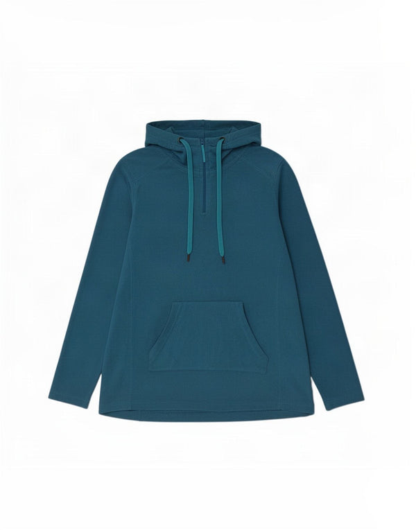 Mountain Warehouse Womens Hooded Zip Neck Fleece Jumper UK 16 Large Blue