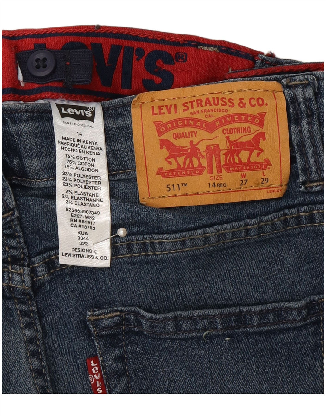 Levi's Boys 511 Slim Jeans 13-14 lat W27 L29 Niebieska bawełna