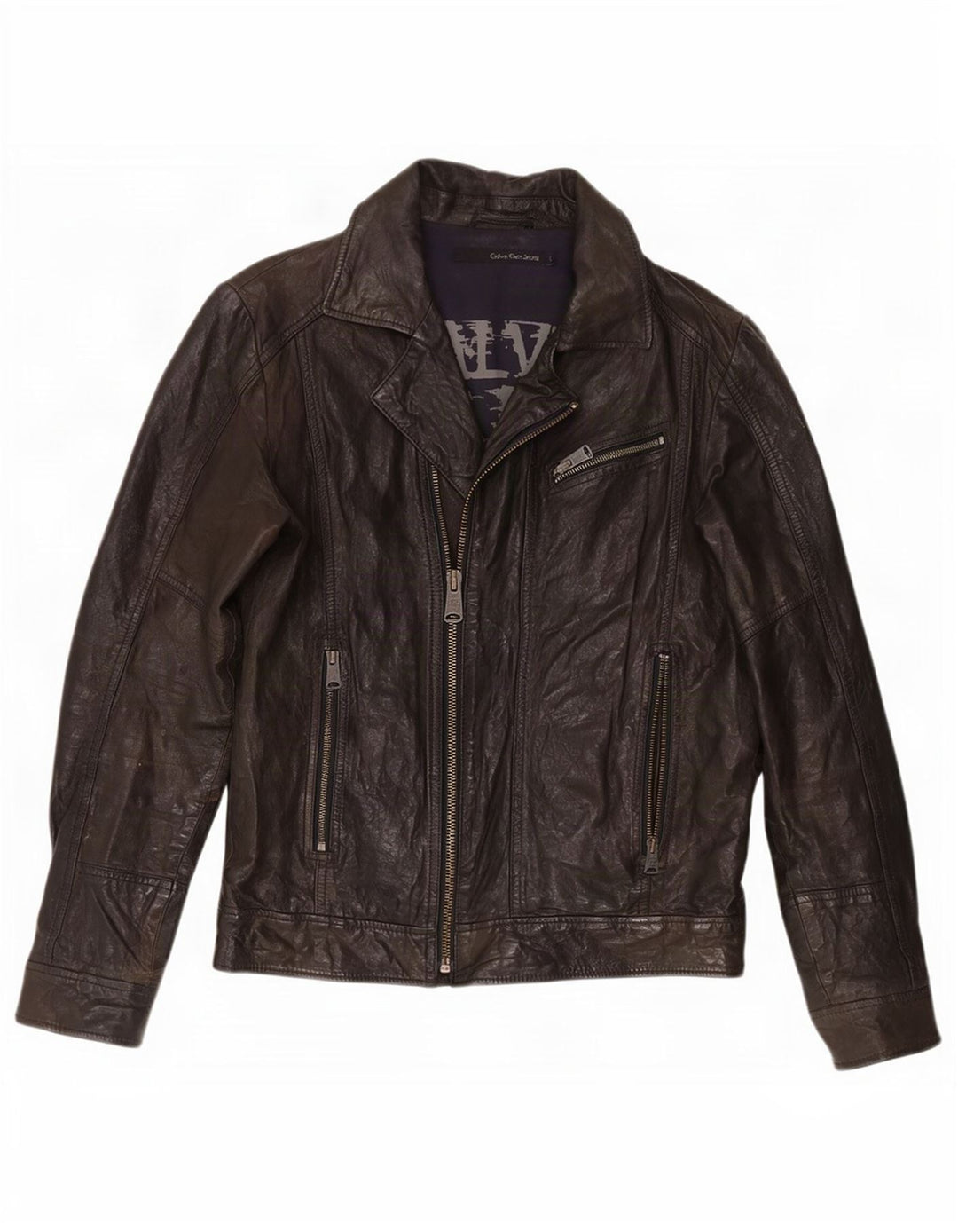 Męska skórzana kurtka motocyklowa Calvin Klein Jeans UK 40, duża, czarna