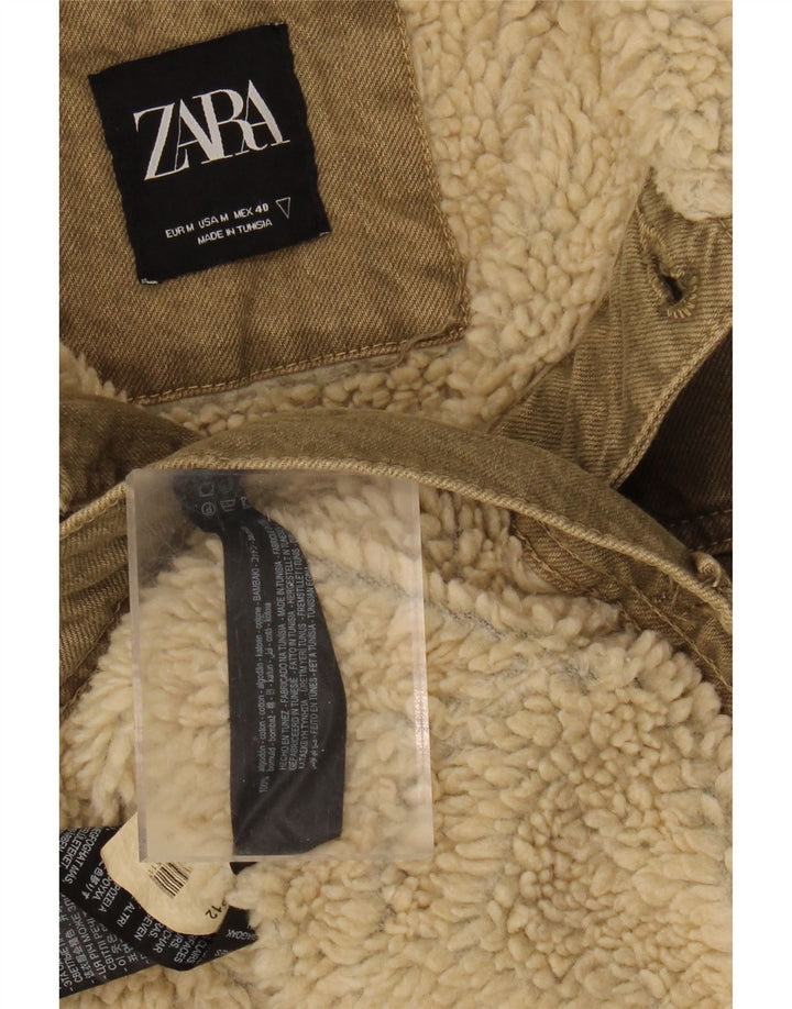 Męska kurtka dżinsowa Zara Sherpa UK 38, średnia bawełna khaki