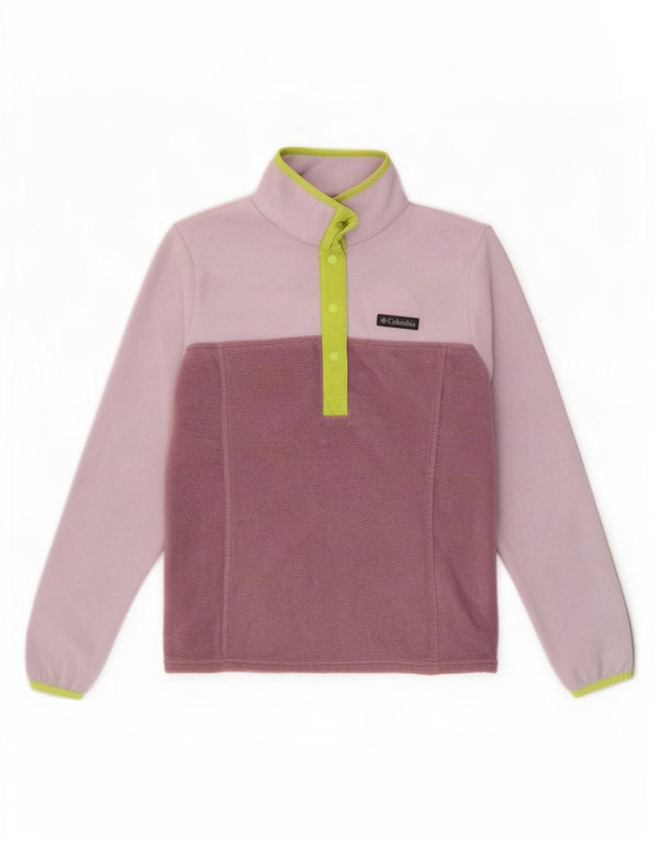 Damski sweter polarowy Columbia z guzikami pod szyją, UK 6 XS, fioletowy, blok kolorów