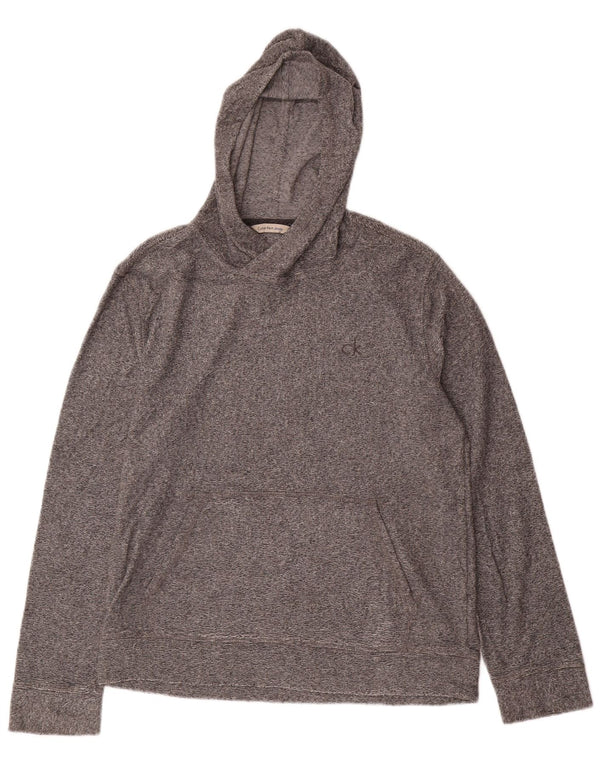 CALVIN KLEIN JEANS Damski sweter z kapturem UK 14 Średnioszary, bawełniany nakrapiany