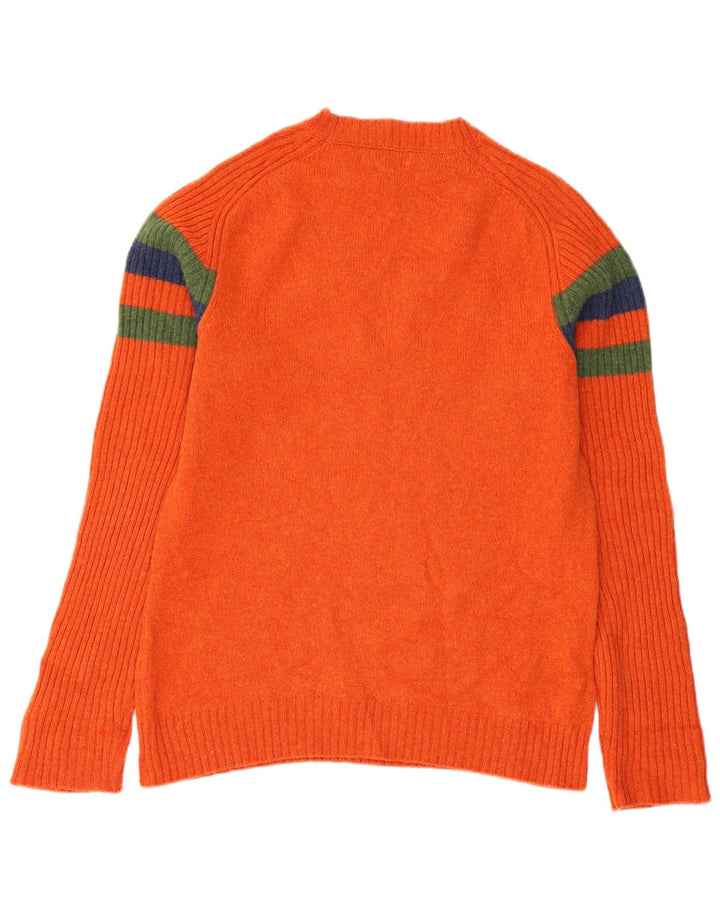 Damski sweter z okrągłym dekoltem Benetton UK 12 w średnie pomarańczowe paski