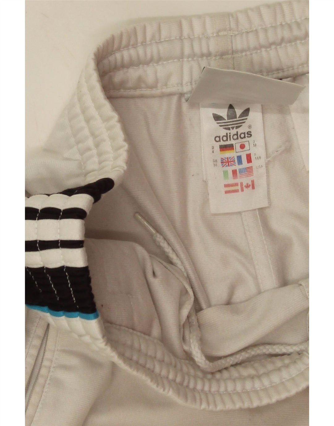 Męskie spodnie dresowe Adidas z grafiką, średni biały poliester z blokami kolorów