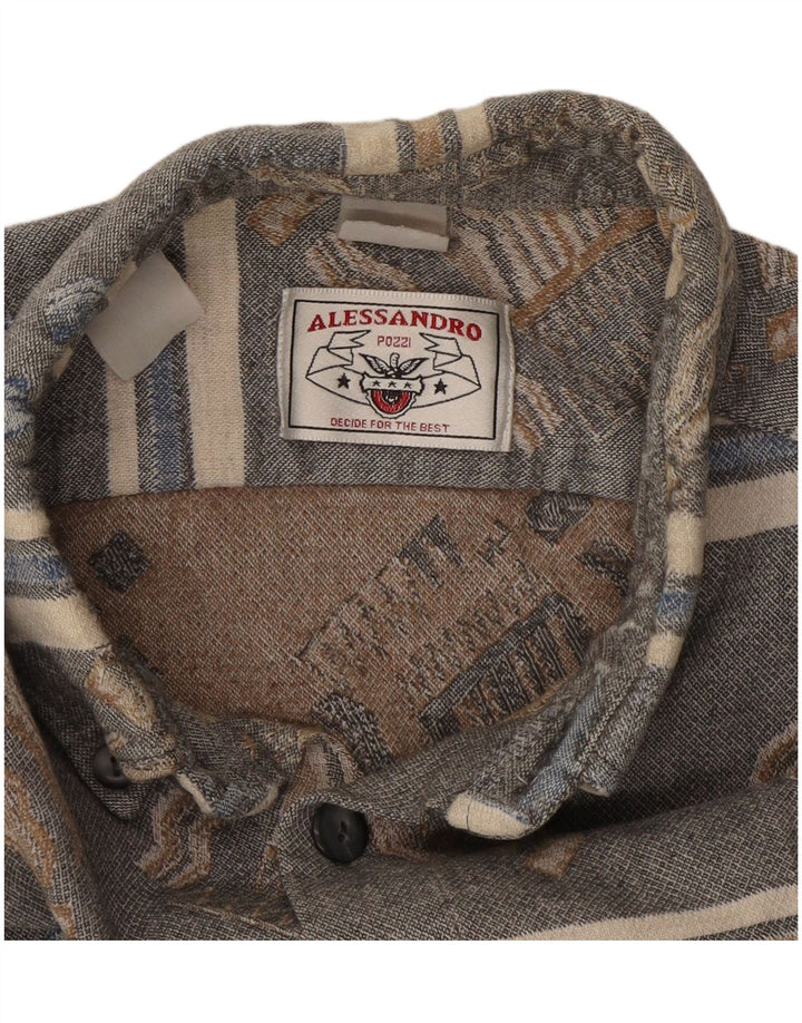 Vintage męska koszula flanelowa w duże szare paski