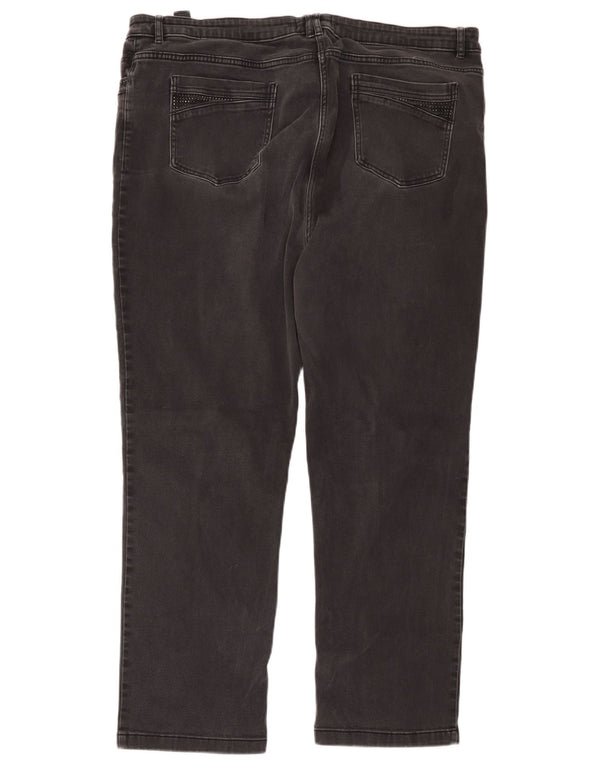 Marks & Spencer Womens Straight Jeans UK 24 4XL W40 L28 Black Cotton