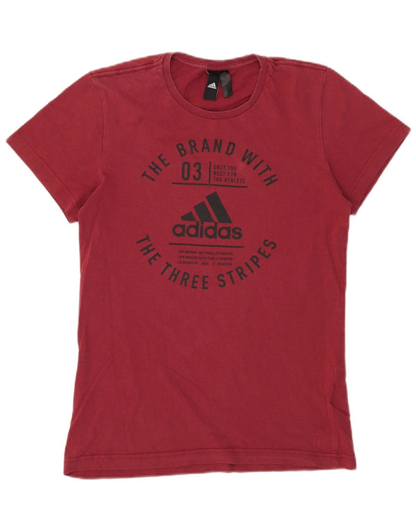 Męska koszulka z grafiką Adidas, mała, bordowa, bawełniana