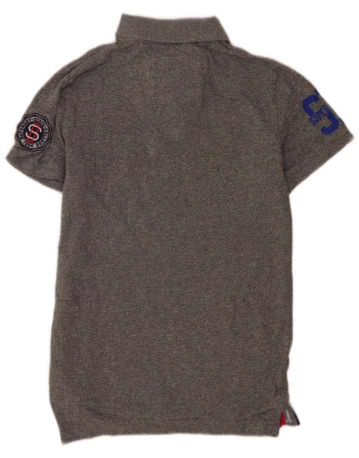 Męska koszulka polo Superdry z grafiką, średnioszara, bawełniana