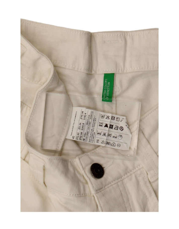 Damskie spodenki jeansowe Benetton UK 8 Small W30 Biała bawełna