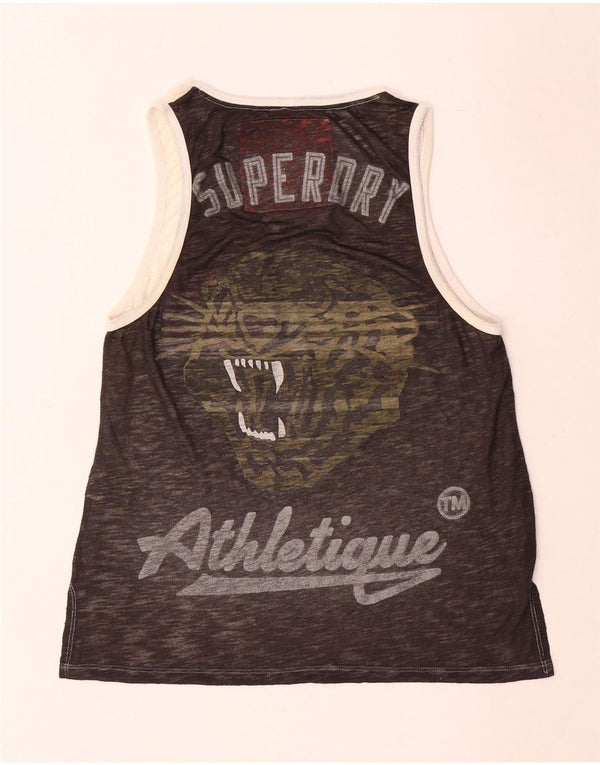 Damska kamizelka z grafiką Superdry Top UK 10, mała, szara, z blokami kolorów, poliester