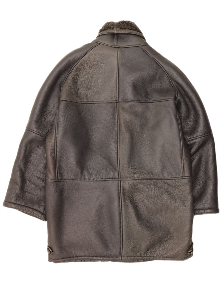 Vintage męski płaszcz z owczej skóry UK 42 XL czarny