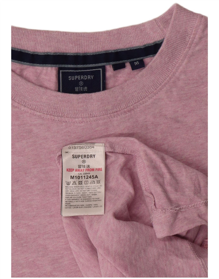SUPERDRY Męski T-shirt Top Średni Różowy Bawełniany