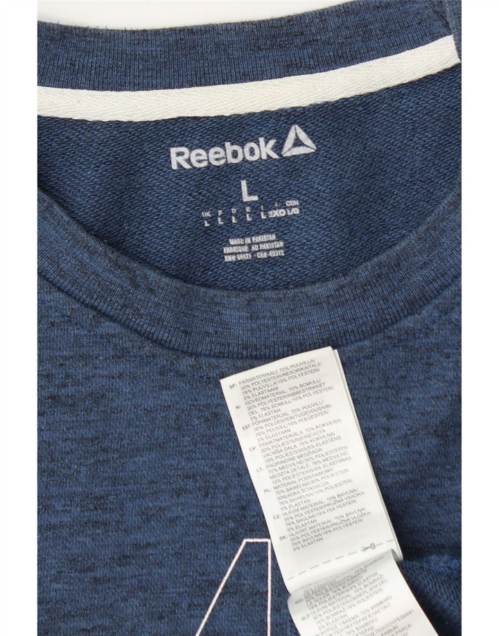 Męska bluza Reebok z grafiką, duża, granatowa, bawełniana w cętki
