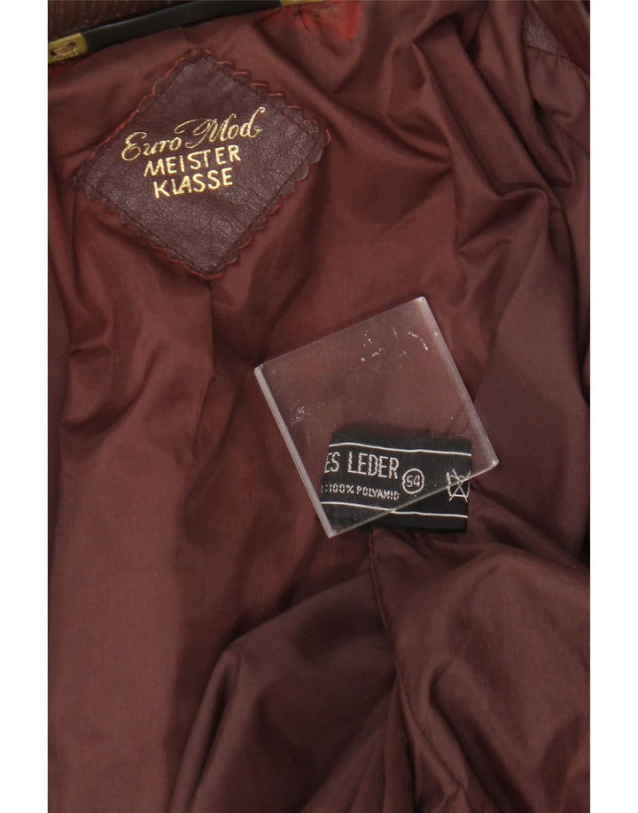 Damska kurtka skórzana typu bomber w stylu vintage IT 54 2XL Burgundowa skóra
