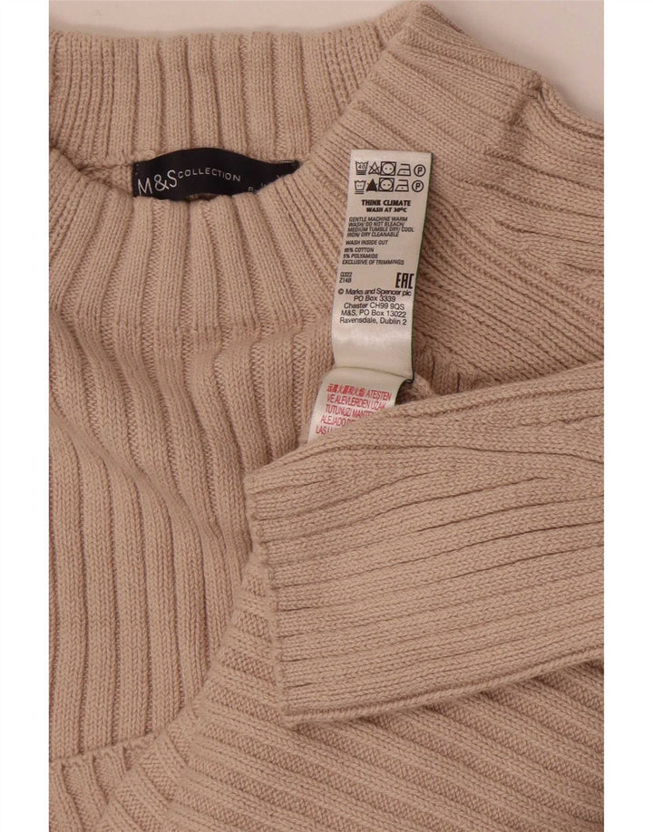 Marks & Spencer Damski sweter z golfem XS, beżowy, bawełniany