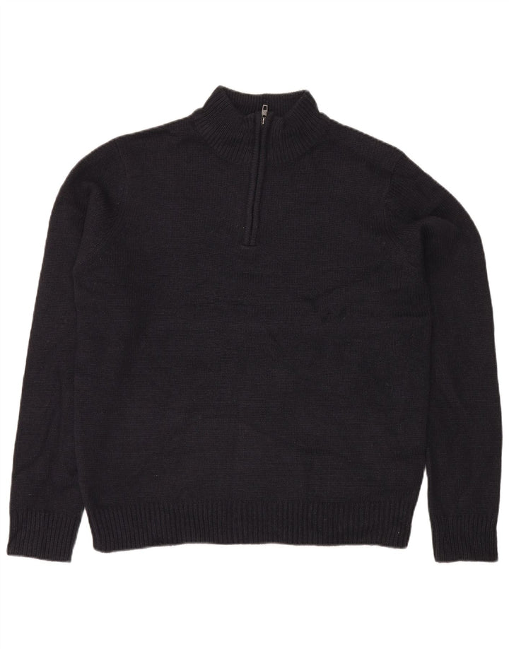 Męski sweter zapinany na zamek French Connection, duży, granatowy, akrylowy