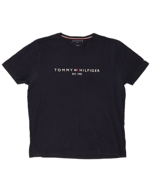 TOMMY HILFIGER Męski T-shirt z grafiką o dopasowanym kroju, 2XL, granatowy, bawełniany