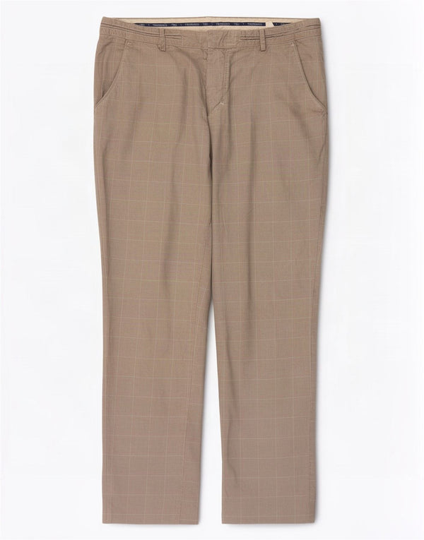 Męskie proste spodnie Chino Trussardi W36 L32 Beżowa bawełniana krata