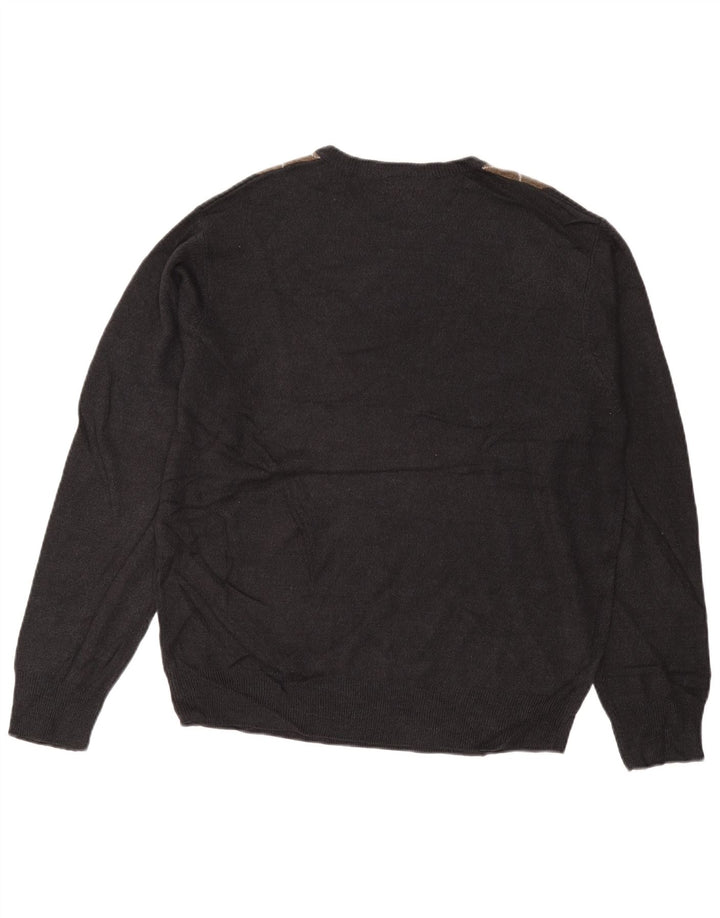 Męski sweter z okrągłym dekoltem DOCKERS, duży, szary Argyle/diamentowy akryl