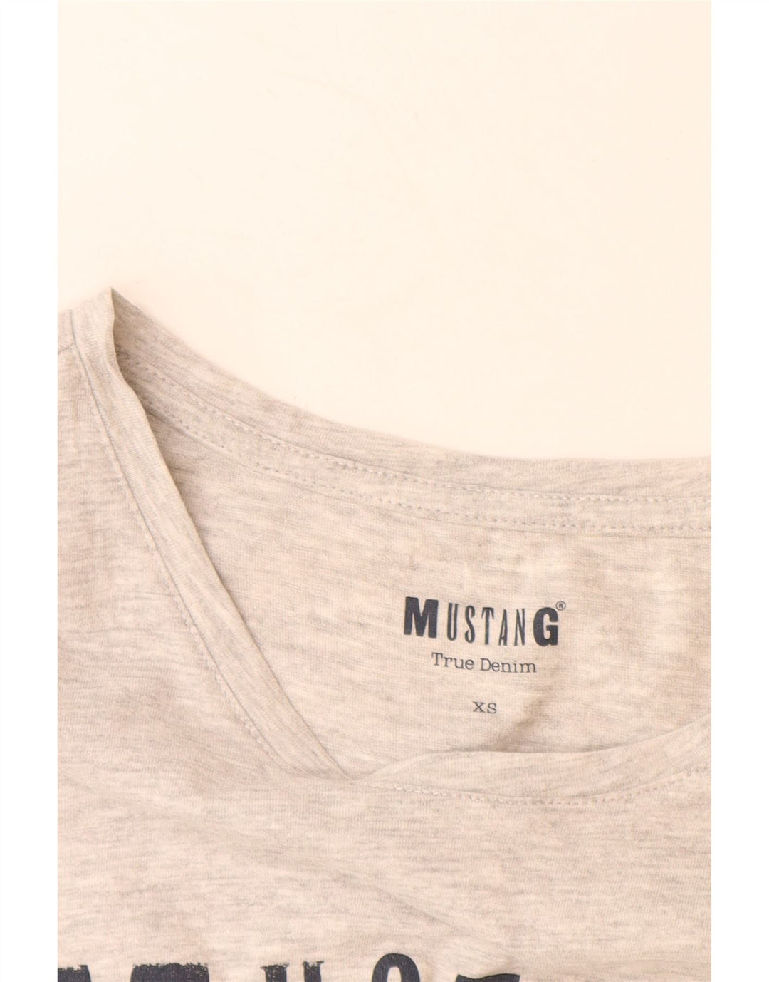 Damska koszulka z grafiką MUSTANG Top UK 6 XS Szara nakrapiana