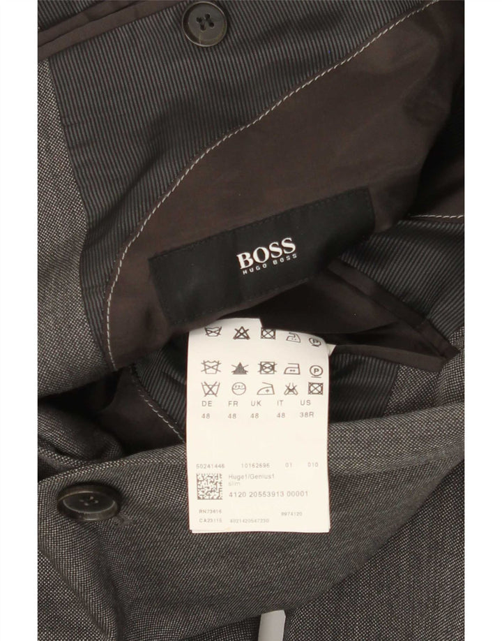 Męska marynarka zapinana na 2 guziki Hugo Boss EU 48 Średnioszara wełna dziewicza