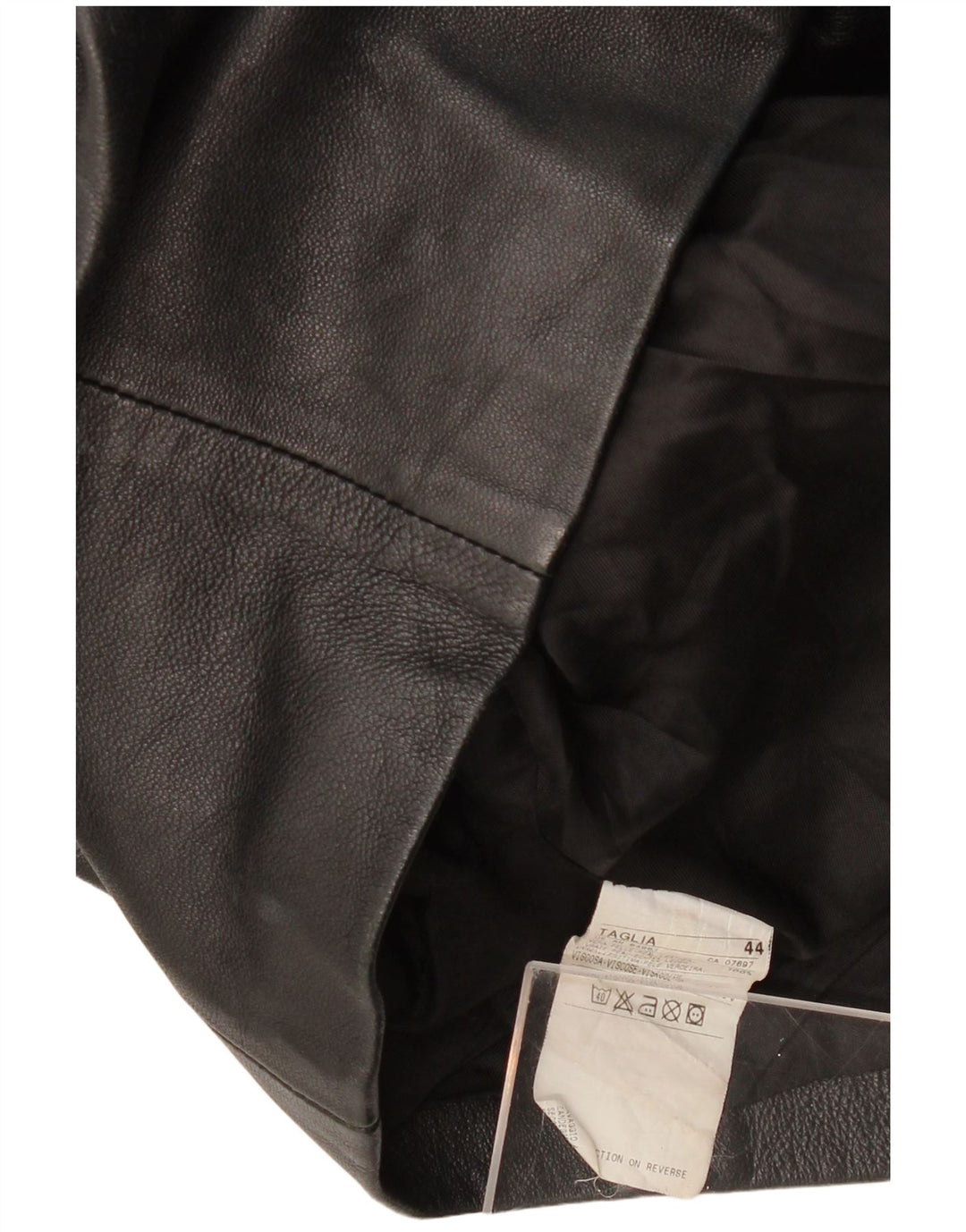 Damska marynarka skórzana zapinana na 2 guziki SISLEY IT 44, średnia czarna skóra