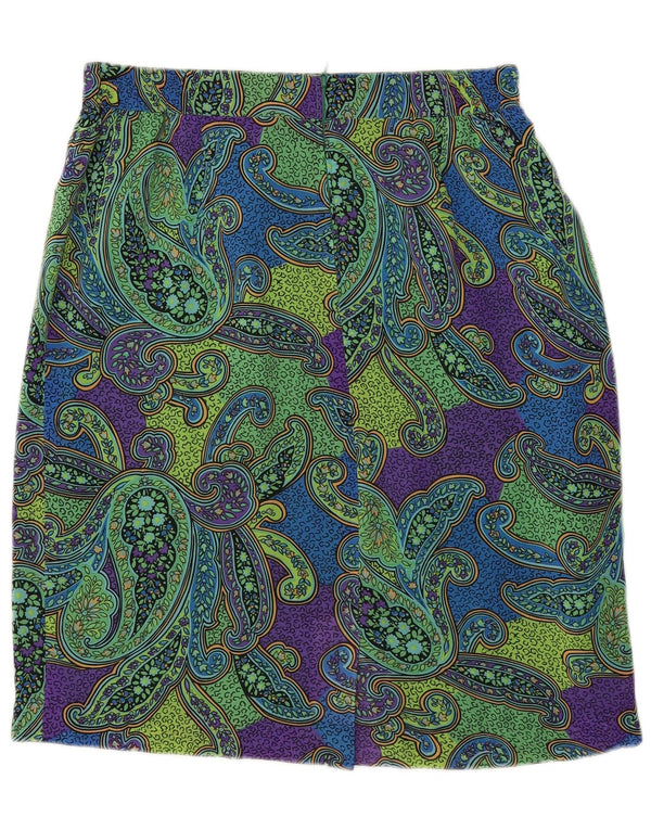 Damska spódnica ołówkowa w stylu vintage IT 44 Medium W34 Zielony poliester Paisley
