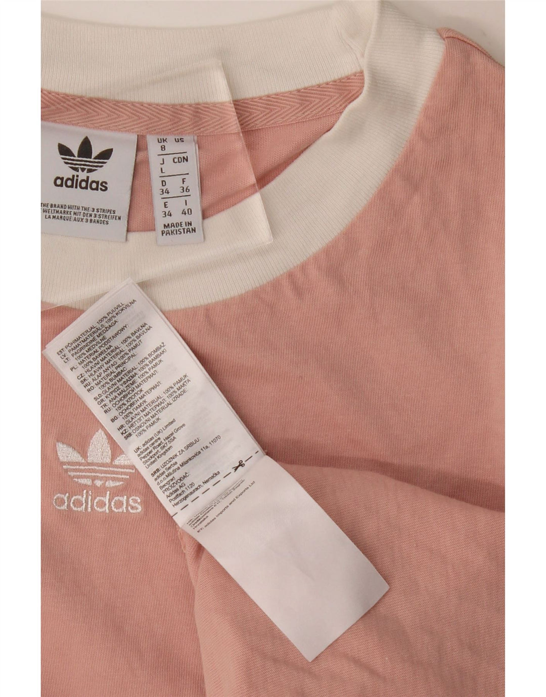 Damska koszulka oversize Adidas Top UK 8 Small Pink Cotton