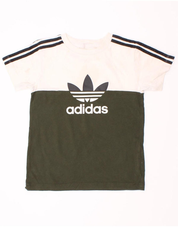 Chłopięca koszulka z grafiką Adidas, 3-4 lata, bawełna w kolorze khaki