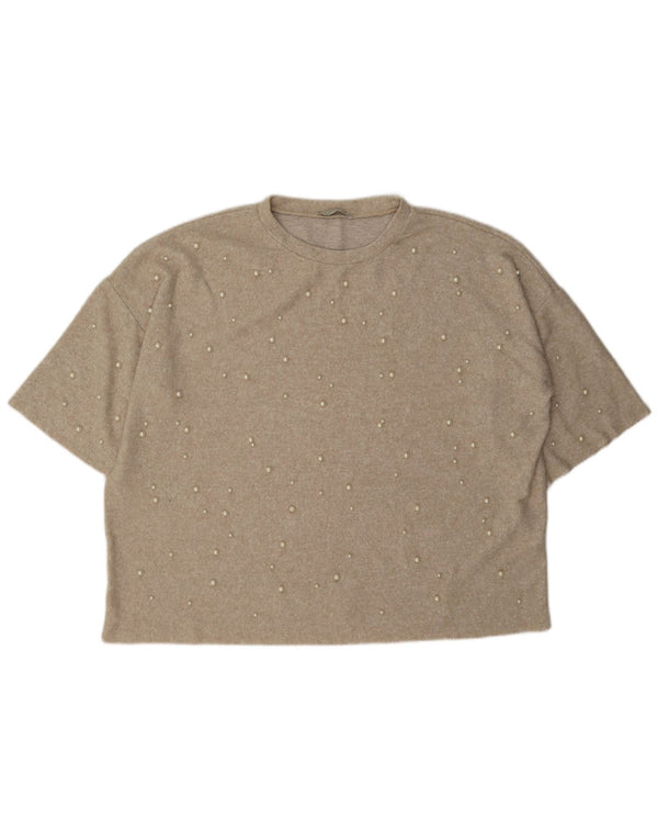 Damska koszulka oversize Zara Top UK 16 Large Beige Spotted