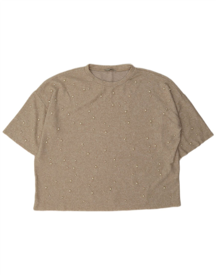 Damska koszulka oversize Zara Top UK 16 Large Beige Spotted