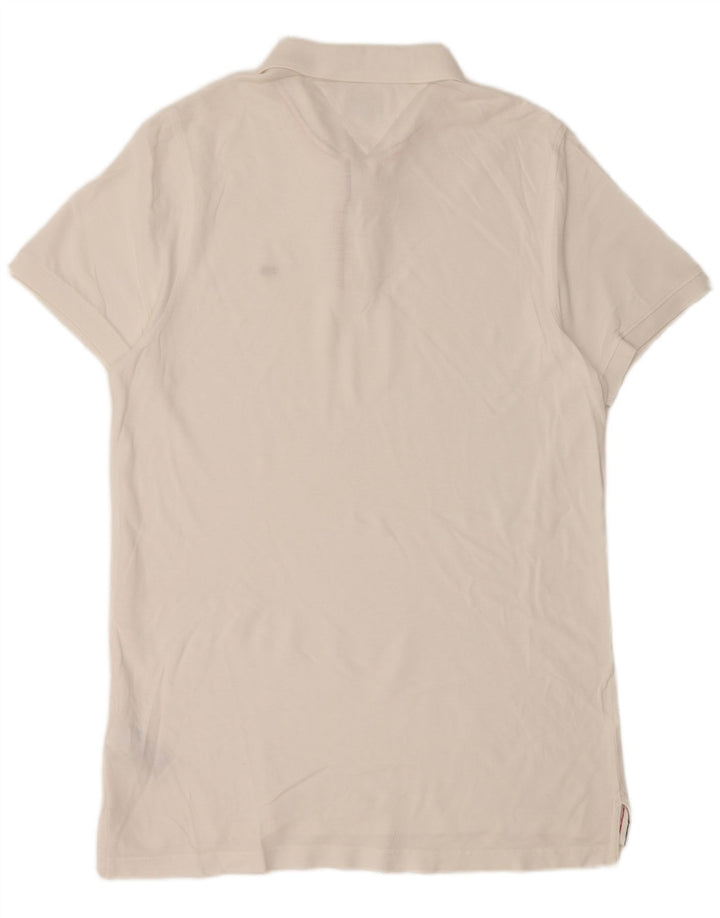 Męska koszulka polo slim fit TOMMY HILFIGER XL, biała, bawełniana