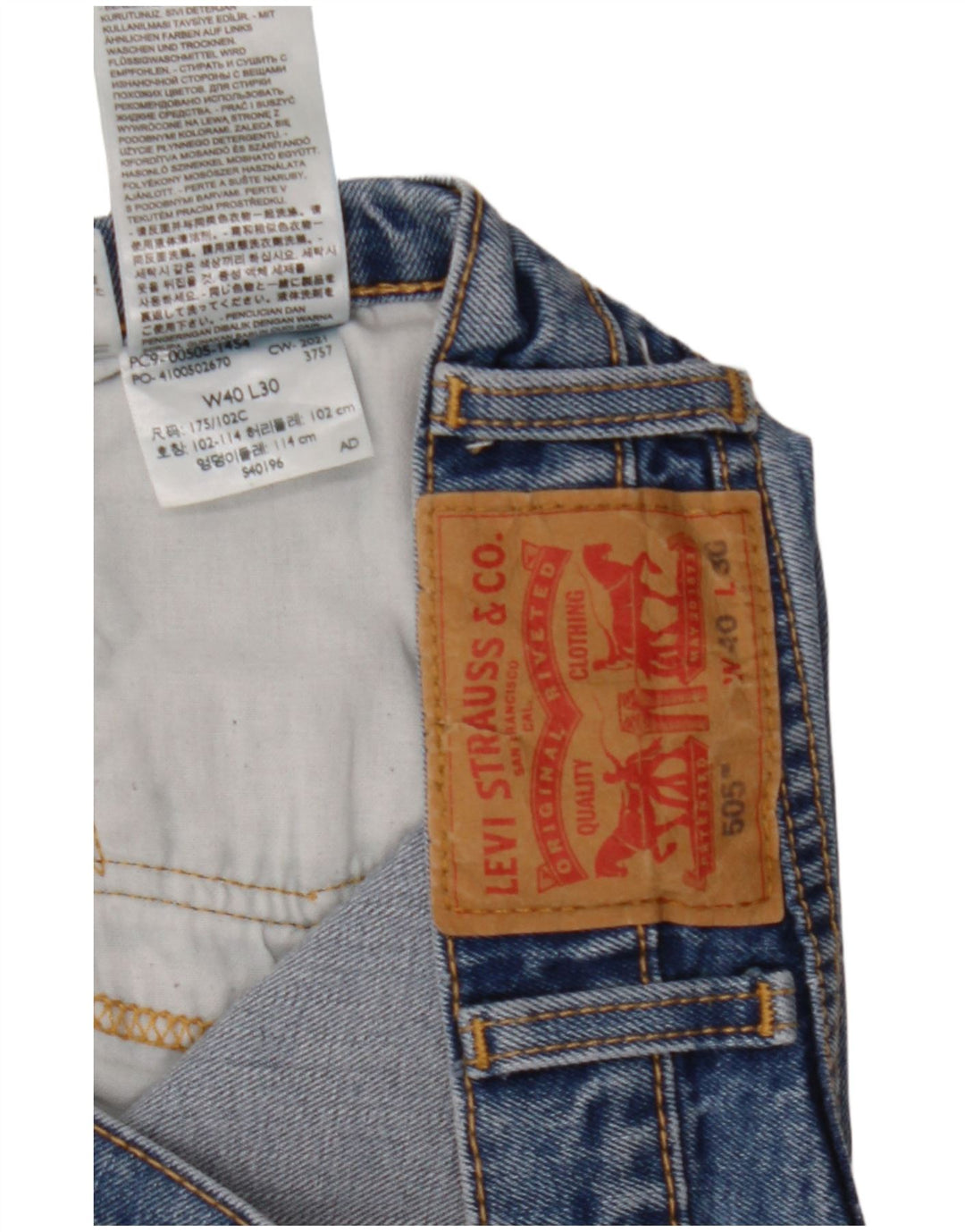 Męskie jeansy Levi's 505 Straight W40 L30 Niebieskie bawełniane