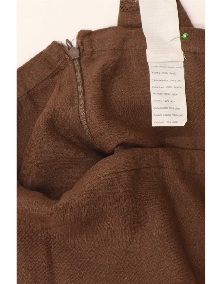 Warstwowa spódnica damska Massimo Dutti W30 Średni brązowy lniany