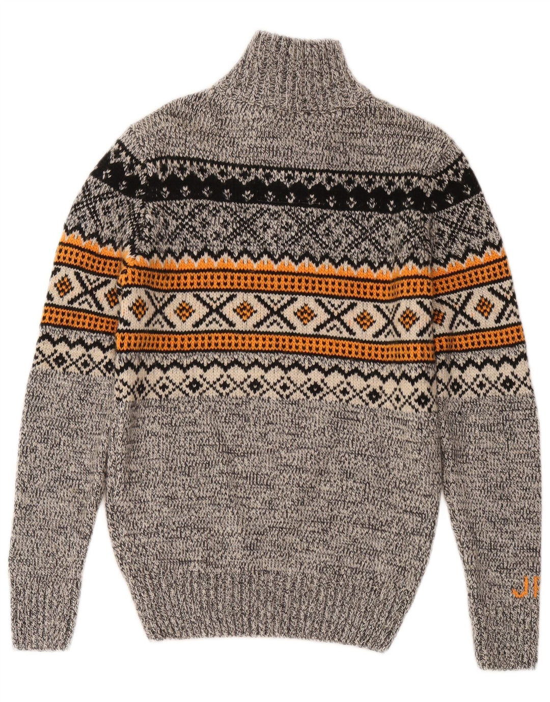 Męski sweter z zamkiem błyskawicznym Superdry, mały, szary, akryl Fair Isle