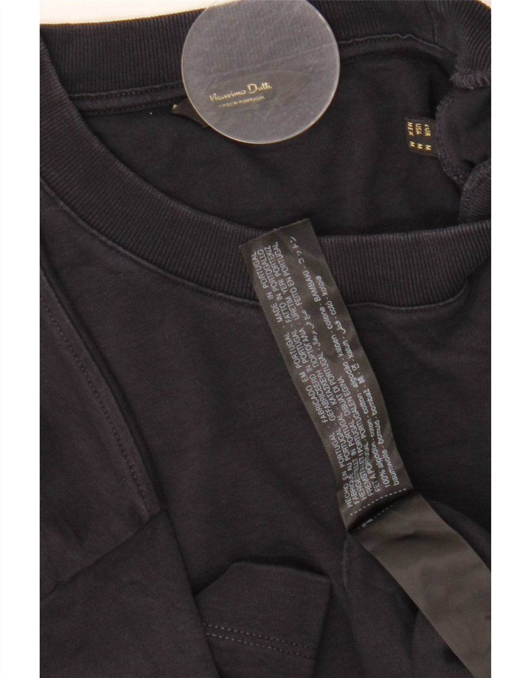 T-shirt męski Massimo Dutti Top, średni czarny, bawełniany