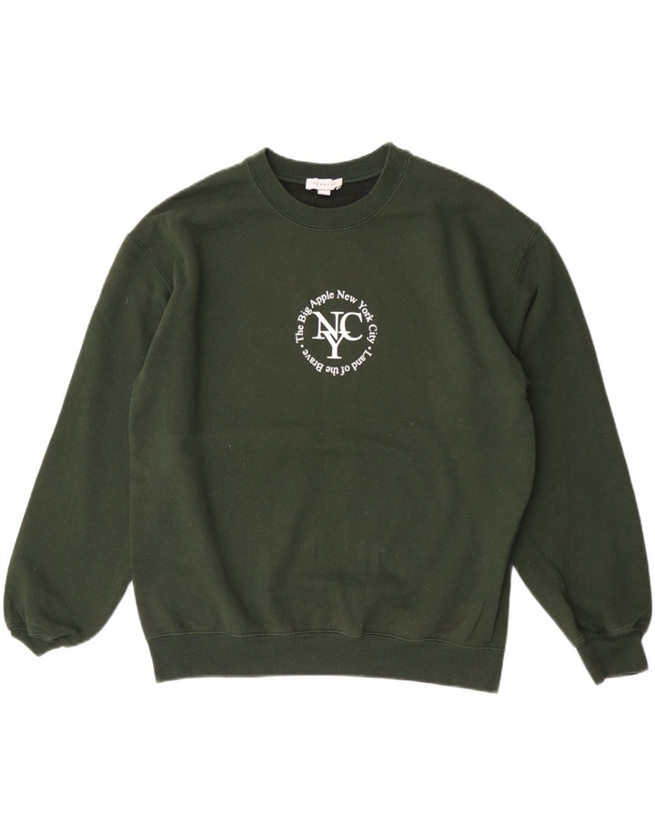 Damski sweter graficzny Topshop UK 14, średni zielony