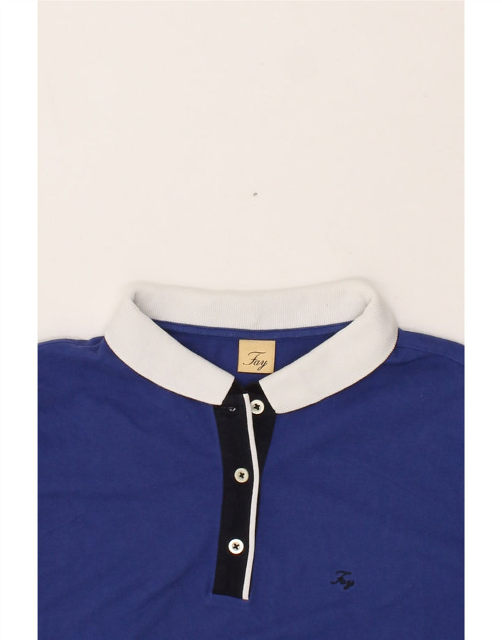 FAY Womens Polo Shirt UK 14 Medium Blue Cotton Vintage Fay and Second-Hand Fay from Messina Hembry 