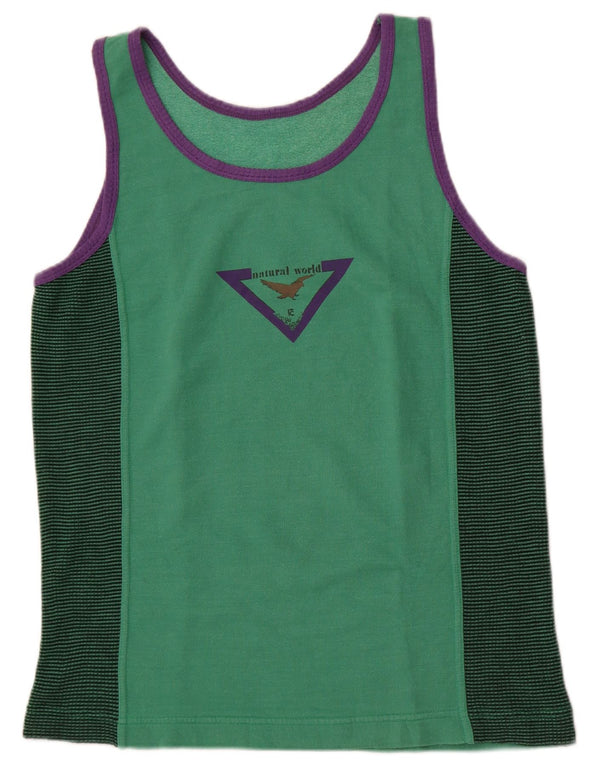 Męska kamizelka w stylu vintage z grafiką, mała, zielona w prążki