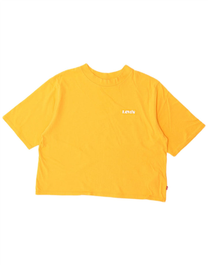 LEVI'S Womens Crop T-Shirt Top UK 14 Medium Yellow Cotton