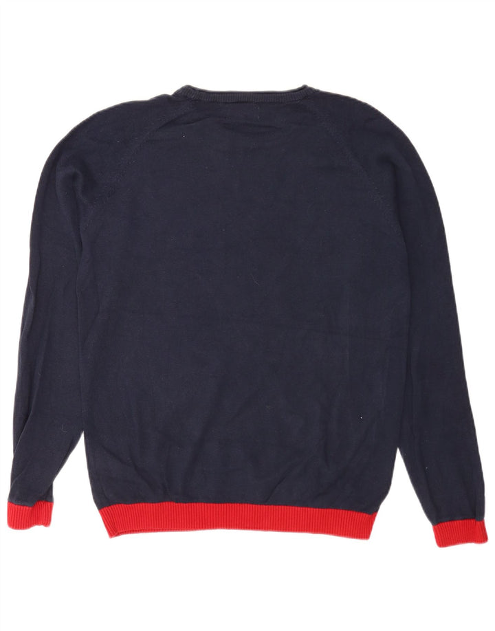 Męski sweter Jack & Jones z okrągłym dekoltem, duży, granatowy, z blokami kolorów