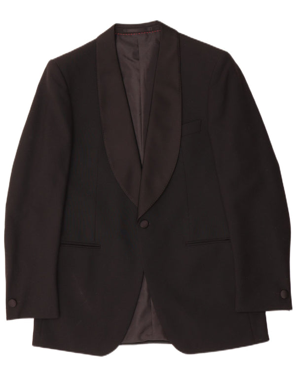Wilvorst Mens 1 Button Blazer Jacket EU 50 Large Black Wool