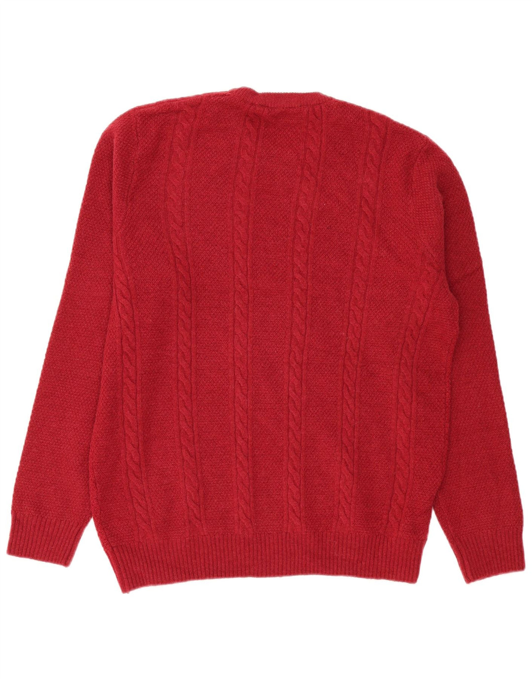 Crew Clothing Męski sweter z okrągłym dekoltem, duży, czerwony, z owczej wełny