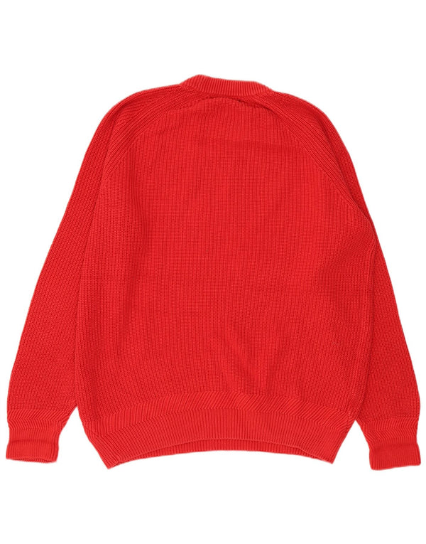 Męski sweter z okrągłym dekoltem Fred Perry XL, czerwony, bawełniany
